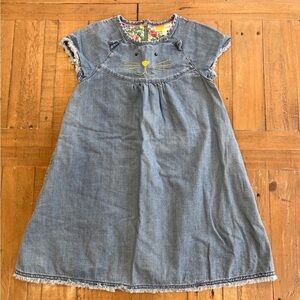 Mini Boden denim cat face dress NWOT
